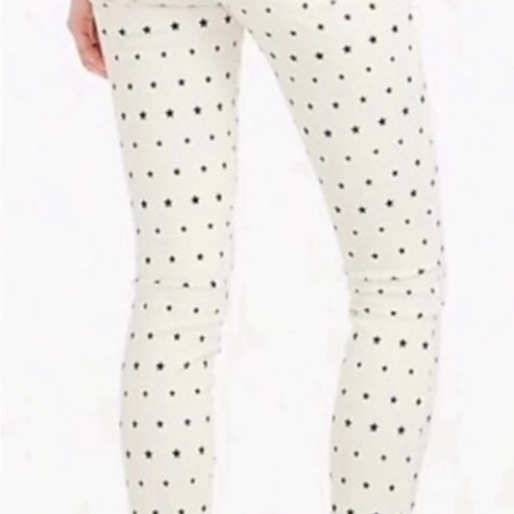 JCREW toothpick jeans Sz 24 - cream color with blue stars 5 pocket